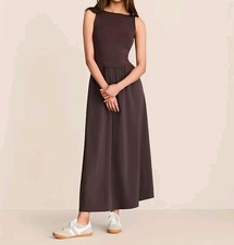Loft Lou & Grey Mixed Media Maxi Dress Wood Grain BROWN  NWT $98   M picture