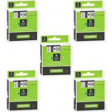 5x dymo label tape D1 45013 Black on White 1/2 Inch x 23 Feet Compatible product picture