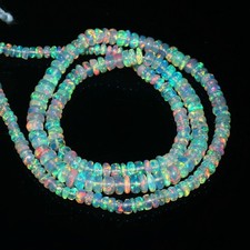 AAA Quality Ethiopian Opal Rondelle Smooth White Fire Beads 3-5 MM 32CT OB23 picture