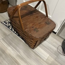 vintage wooden splint/woven picnic basket picture