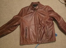 Schott 654 Large Leather cafe racer Brown Slim fit picture