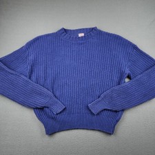 Vintage Brooks Brothers Sweater Mens Medium Blue Cotton Chunky Knit Crewneck USA picture