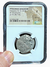 Egypt Cleopatra VII Silver AR Tetradrachm, Ptolemaic Kingdom, 37 BC, NGC-Fine picture