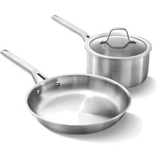 Elegant 3-Piece Brushed Stainless Steel Cookware Set with Turbo Heat Tech picture