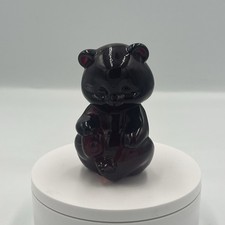Vintage FENTON  art glass Dark cherry Red solid translucent sitting 3 1/2