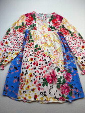 Umgee USA Womens Size L Boho Floral Leopard Print Tunic Balloon Sleeve Dress picture