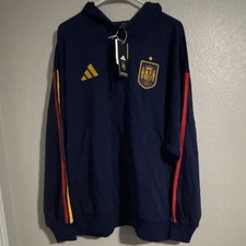 adidas Spain National Team Soccer Pullover Hoodie Navy Red Yellow Men’s 2XL picture
