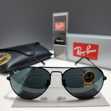 Ray-Ban RB3025 Pilot Aviator Sunglasses Black Frame Glass Gray Lenses 58mm-14mm picture