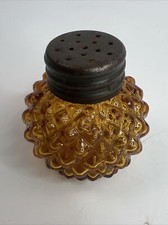 EPGA Glass Heavy Pointed Icy Amber Hobnail Glass Salt Shaker Muffineer Antique picture