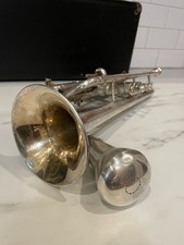 Antique 1917 C G Conn New Wonder Cornet Mother of Pearl orig case Clean Cond picture