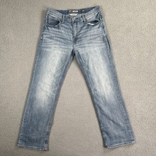 BKE Buckle Jake Bootleg Jeans Men 34R Blue Stretch Whiskered Distressed Cowboy picture