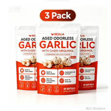 3Pack Resilia Odorless Aged Garlic Extract 1200mg 60 Softgels New Sealed picture