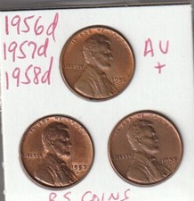 1956P&D  1957P&D  1958P&D  /  6  LINCOLN  CENTS  Almost Uncirculated  RS COINS picture