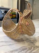 Vintage Adorable Bunny Rabbit Wicker Easter Decorative Basket picture