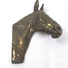 Ralph Lauren Style Brass Horse Head Bust RIGHT Facing 9.5in Wall Sculpture EUC picture