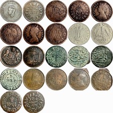 British India And princely States Lot Of 11 copper And Silver Coins picture