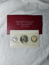 U.S. BICENTENNIAL 1776-1976 Anniversary SILVER Proof SET 3 US MINT UNC COINS OGP picture