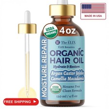 USDA Organic Hair Oil for Frizzy Hair with Argan Jojoba & Castor | Frizz Control picture