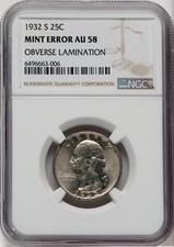 MINT ERROR 1932-S WASHINGTON QUARTER NGC AU58 picture