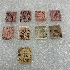 9 USED Antique 1880-1895 King Leopold II of Belgium Brussels mix postage Stamps picture