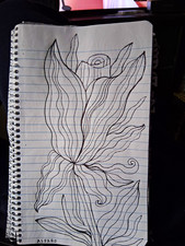 Hand-Drawn Floral Sketch on White & Black Lined Paper Decorative Art picture
