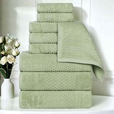 Playa Zero Twist Cotton Medium Weight Solid Waffle Textured 9 Piece Towel Set picture