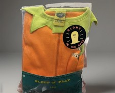 Halloween Costume 1 Pc Pumpkin Sleeper Glow In The Dark  100% Cotton 3-6 Mo picture