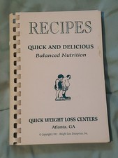 VINTAGE QUICK WEIGHT LOSS RECIPE BOOK ATLANTA, GEORGIA  1993 picture