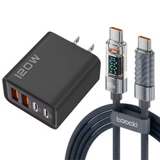 120W 4-Port USB-C Fast Charger OR 100W Watt Display Cable (Select Item) picture