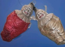 German Antique red gold Glass My Darling Diamond Clown Christmas Ornament 1930's picture