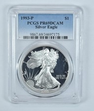 1993-P American Silver Eagle PR69 DCAM PCGS Blue Label picture