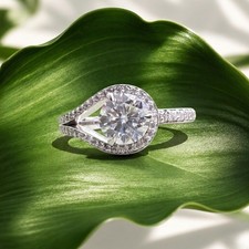 1.89CT Round Cut Moissanite Halo Anniversary Ring 14K Rose Gold Plated picture