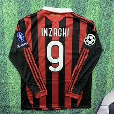 Inzaghi AC Milan 2009/2010 Long Sleeve Jersey - Retro Jersey - Mens Sizes - New picture