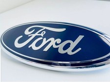 1PCc FORD BLUE & SLIVER EMBLEM OVAL 9 INCH LOGO Grille & Tailgate Badge 2004-16 picture