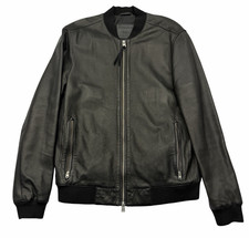 AllSaints Men's Niko Leather Bomber Jacket Black Size L picture