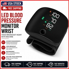LED Blood Pressure Monitor Wrist Rechargeable Voice Broadcast Heart Rate Machine picture