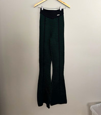 Maniere De Voir Black/Green Striped Knit Flared Pull-On Stretch Pants XS picture