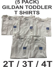 (5 PACK) Gildan Toddler 2T 3T 4T Cotton Short Sleeve T-Shirt Plain White Shirts picture