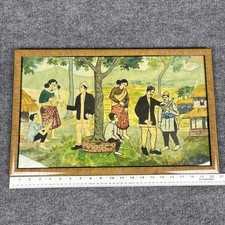 Original Mid Century Indian Painting Signed Aruna Vintage Folk Art Watercolor picture