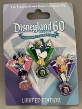 RARE LIMITED EDITION Set of 3 Pins - 2015 Disneyland 60 Diamond Minnie Donald picture