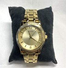 Bulova 97A120 Men's Classic Corporate Collection Gold Dial Watch & Bracelet NEW picture