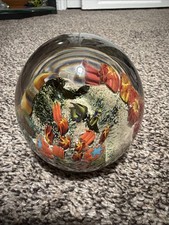 Art Glass Aquarium Signed Paperweight Fish Coral Murano Style Hand Blown Large picture