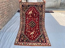 Vintage Caucasian Tribal Rug, Hand Knotted Bird Motif Wool Runner, Floor Rug picture