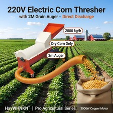 2000kg/h Electric Corn Wheat Maize Thresher Sheller w/ 2m Auger, Dust Fan, Wheel picture