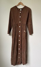 Basement USA Vintage Brown Midi/Maxi Shirt Dress Button-Front Cottagecore Sz OS picture