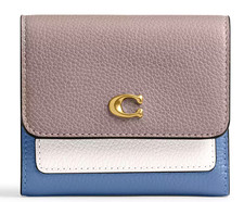 💙Coach Mila Small Flap Wallet - CAO13 Ash Blue Colorblock Pebble Leather - NWT picture