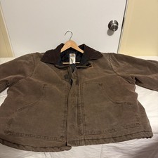 Vintage Carhartt J22 CHT Collared Detroit Jacket Large Chestnut Brown MINT picture