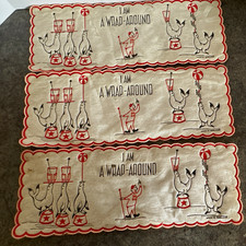 3 Vintage Circus Seal Wrap-Around Paper Napkins Red/White for bar cloths England picture