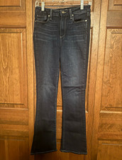 PAIGE Women’s Petite 28P High Rise Slim Bootcut Dark Wash Stretch Jeans picture