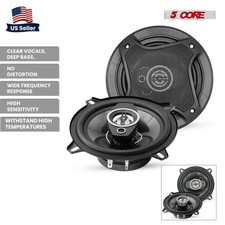 5Core Coaxial Car Door Speakers Pair 5” 350W 4Ohm 2 Way Speaker Audio w Tweeter picture